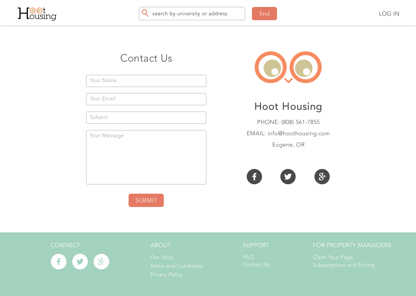 Contact Page Mockup
