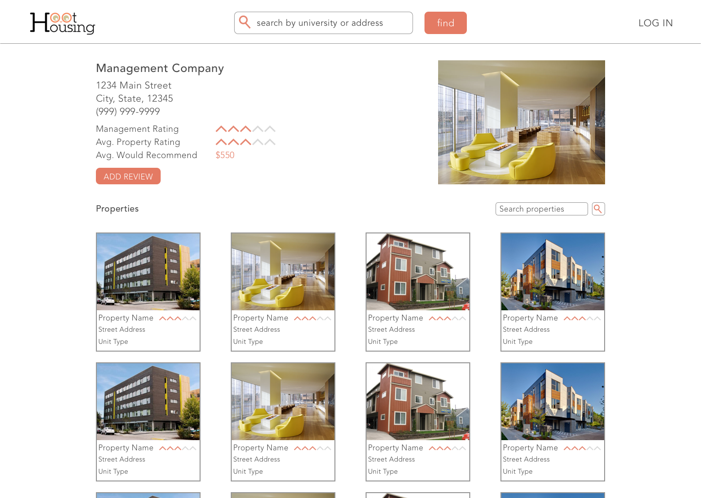 Management Page Mockup